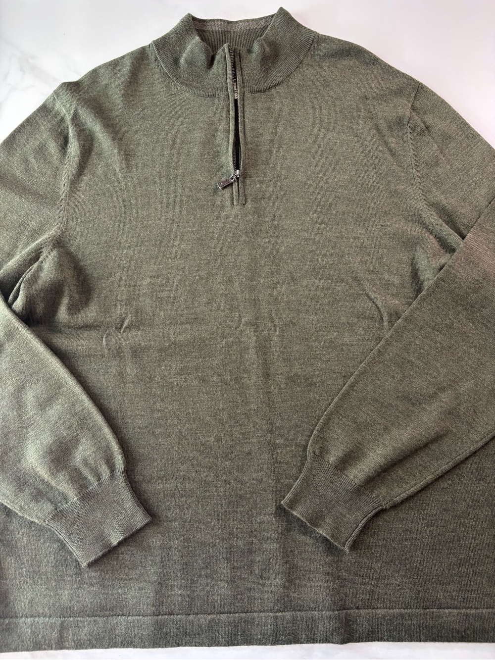 Joseph Abboud Olive Green Half-Zip Sweater 100% merino wool XXL